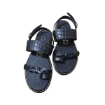 Colourit γυναικεία δερμάτινα σανδάλια Κροκό Μαύρο – 297 Μύκονος