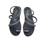 Colourit γυναικεία δερμάτινα σανδάλια Ασημί Μαύρο– 196 Νάξος