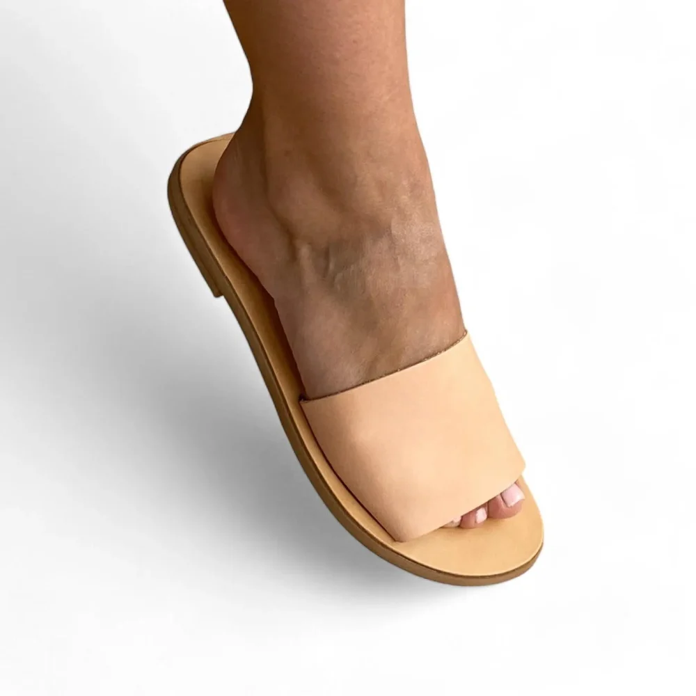 Colourit Δερμάτινα Γυναικεία Σανδάλια φυσικό - KOUTEPIE-500