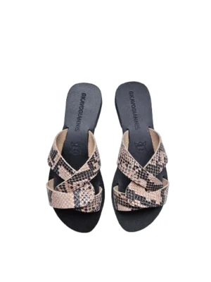 Gkavogiannis δερμάτινα σανδάλια φίδι μπεζ Σ-20-12