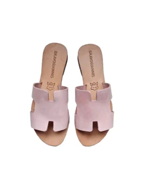 Gkavogiannis δερμάτινα σανδάλια nubuck ροζ S20-4