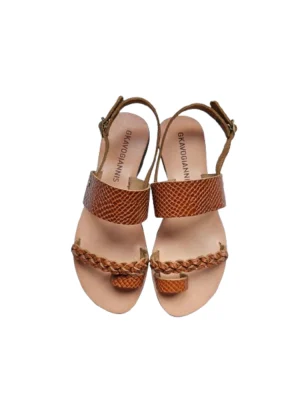 Gkavogiannis δερμάτινα σανδάλια κροκό ταμπά Σ-20-13