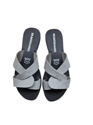 Gkavogiannis δερμάτινα σανδάλια nubuck γκρι Σ-20-5