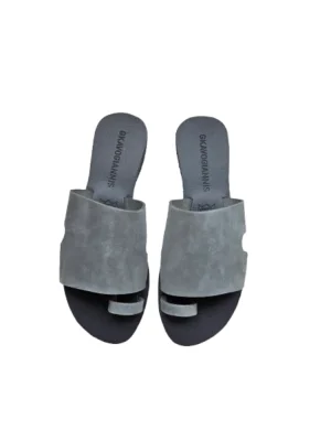 Gkavogiannis δερμάτινα σανδάλια nubuck μολυβί Σ-20-1